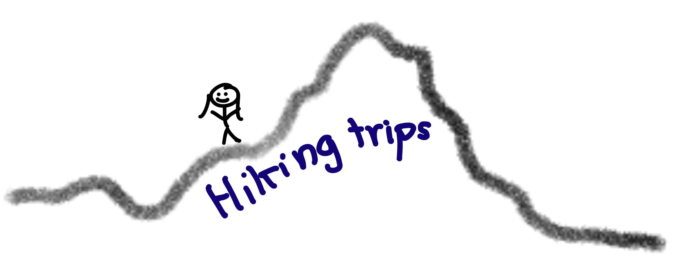 stick figure goes up mountain - hike icon