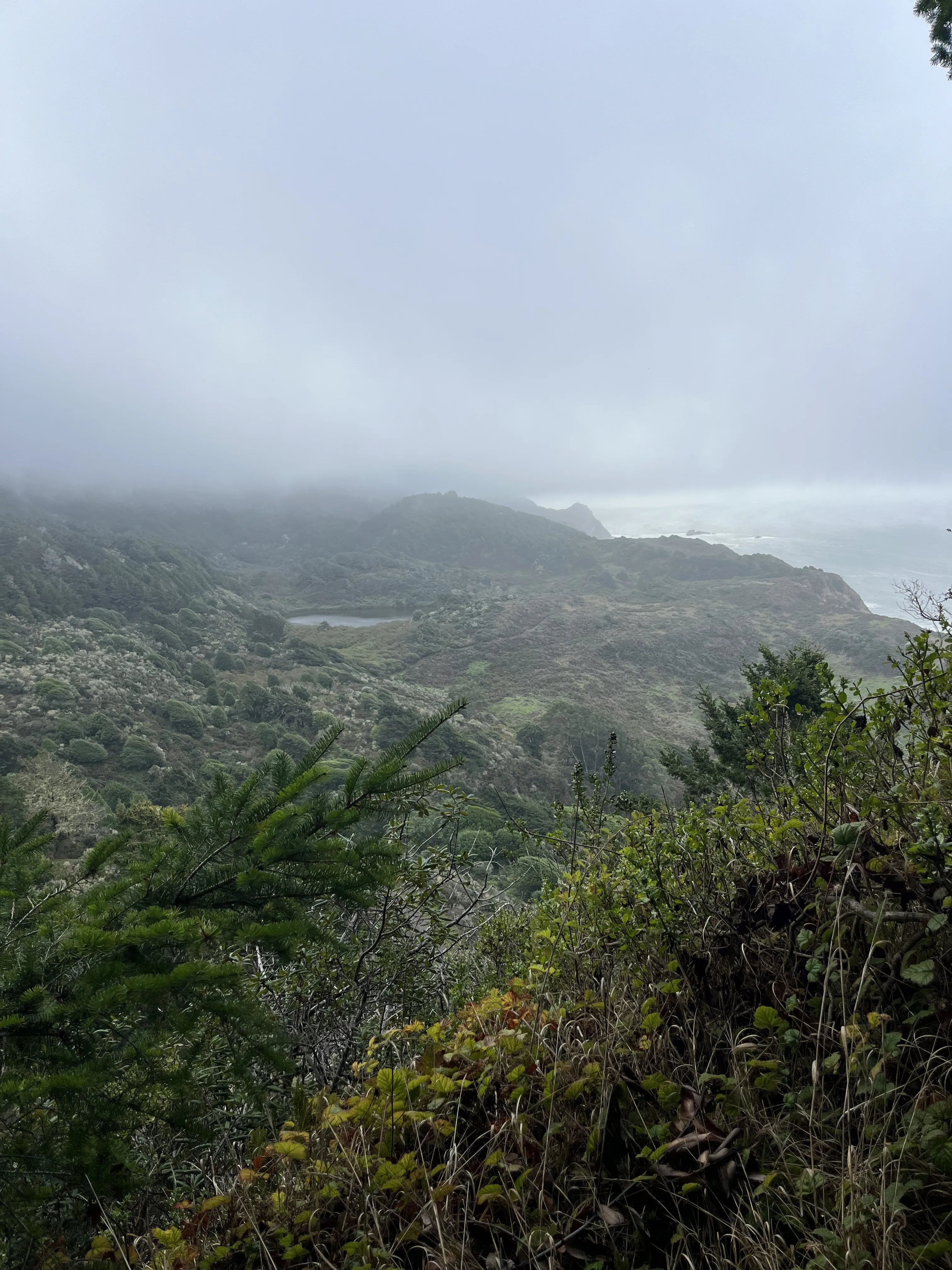View of the beach and a lake from the hike
